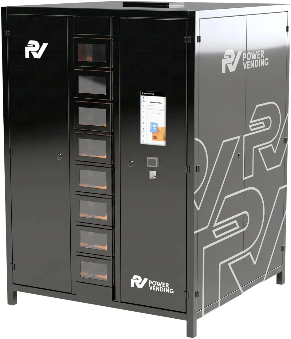 Máquina Carrossel Max da Power Vending, vista em três quartos