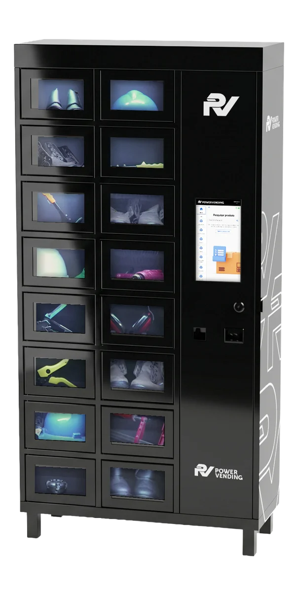 Máquina Locker, vista em três quartos, lado esquerdo